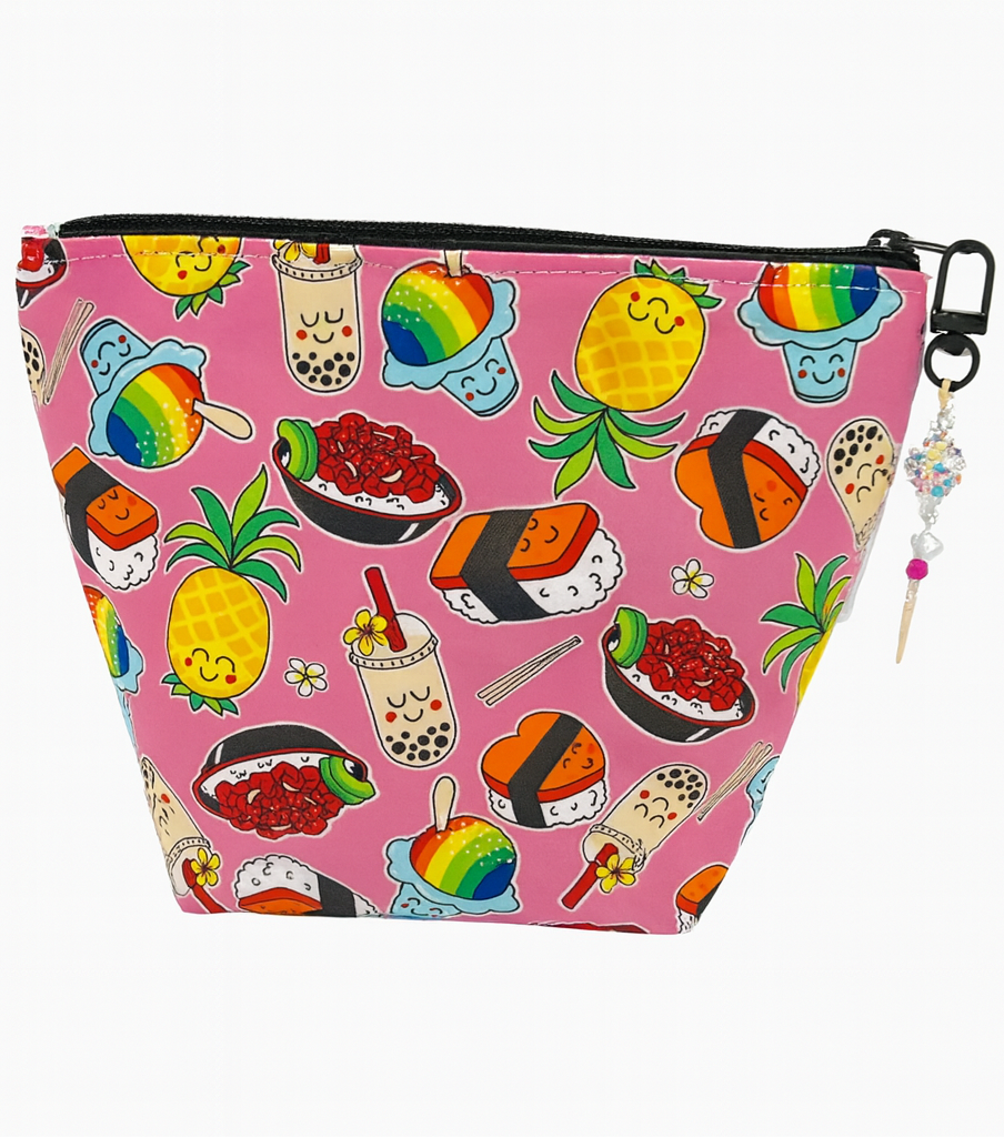 Kawaii Food Party Zip Pouch – Pink Makeup & Travel Bag